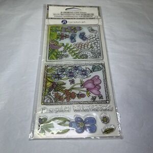 Floral Coloring Clear Stamps Hampton Art Angela Porter 7pc Scrapbook Card Crafts